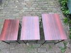 3 Bijzettafels Mimi set jaren 70 metaal vintage retro, Minder dan 55 cm, Gebruikt, Metaal of Aluminium, Retro vintage sixties Spectrum Pastoe