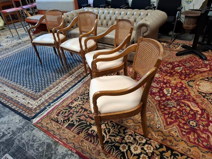 Bannink van Gogh kwaliteits Eiken eetkamerstoel 4x. Zie oms,, Huis en Inrichting, Stoelen, Zo goed als nieuw, Vier, Hout, Leer