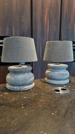 2 x Lamp met betonnen voet met grijs stoffen kap, Gebruikt, 25 tot 50 cm, Rond, Ophalen of Verzenden