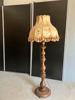 Eiken Vloerlamp met Lederen Kap, Huis en Inrichting, Lampen | Vloerlampen, Ophalen of Verzenden, Gebruikt, Hout, 150 tot 200 cm