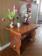 Prachtig antiek houtsnijwerk uitschuifbaar kloostertafeltje, Ophalen, Gebruikt, 50 tot 100 cm, 50 tot 75 cm