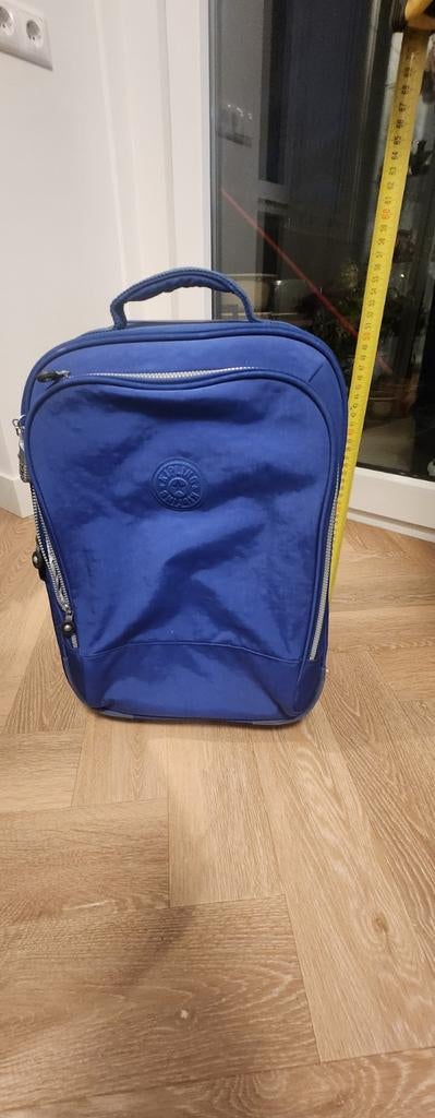 Blauwe handbagage trolley met 2 wielen, Wieltjes, Gebruikt, 50 tot 60 cm, Ophalen of Verzenden