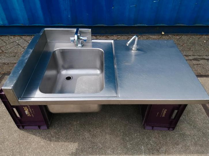 RVS losse spoelbak / werkblad keuken element+ T&S mengkraan, Huis en Inrichting, Keuken | Keukenelementen, Gebruikt, Minder dan 100 cm