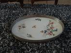 Antiek Porseleinen Dienblad met Tinnen Rand, Antiek en Kunst, Antiek | Schalen, Ophalen of Verzenden