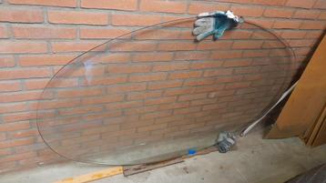 Glazen tafelblad ovaal met geslepen rand 160 cm bij 100 cm
