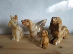 4 mooie handgemaaktmarmer stenen honden beeldjes 15/10/9/5, Ophalen of Verzenden