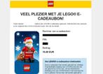 Cadeaubon LEGO 10 euro (aankoopbewijs aanwezig), Tickets en Kaartjes, Eén persoon, Cadeaubon