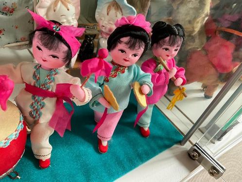 Vintage kleurrijke stoffen poppen orkest Japan, Verzamelen, Poppen, Gebruikt, Pop, Ophalen of Verzenden