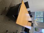 6 leren eetkamerstoelen met wieltjes, Huis en Inrichting, Stoelen, Ophalen, Gebruikt, Zwart, Leer