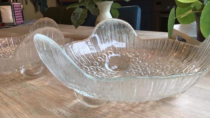Vintage glazen schalen, smeltend ijs, scandinavische design., Antiek en Kunst, Antiek | Glas en Kristal, Ophalen of Verzenden