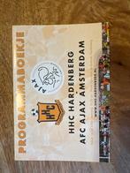 Programma boekje HHC Hardenberg - Ajax Amsterdam, Verzamelen, Sportartikelen en Voetbal, Ophalen of Verzenden, Zo goed als nieuw
