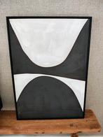 Mooie baklijst met abstract canvas schilderij in japandi sti, Ophalen, Zo goed als nieuw, Hout
