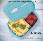 TUPPERWARE CrystalWave Vakjesdoos 1 liter blauw, Ophalen of Verzenden, Nieuw, Blauw, Overige typen