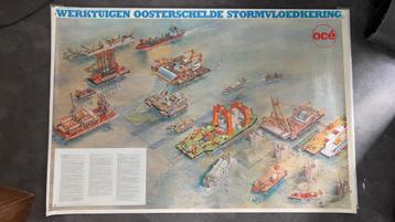Poster Werktuigen Oosterschelde Stormvloedkering beschikbaar voor biedingen