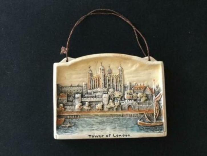 "Tower of London" plaquette beeldje muurplaatje reliëf bord, Antiek en Kunst, Curiosa en Brocante, Ophalen
