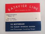 scheepvaart bagagesticker Batavier Line /Wm H. Muller & Co., Verzenden, Zo goed als nieuw