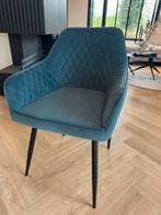 Twee prachtige fluwelen eetkamerstoelen blauw, Huis en Inrichting, Stoelen, Ophalen, Zo goed als nieuw, Blauw, Twee