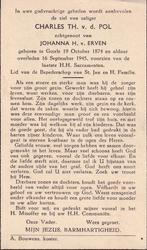 Pol Charles 1874 Goirle 1945, Verzamelen, Ophalen of Verzenden, Bidprentje