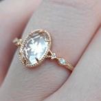 Zilveren ring met kristal - 14k gold plated - Maat 57, Sieraden, Tassen en Uiterlijk, Ringen, Nieuw, 17 tot 18, Dame, Goud