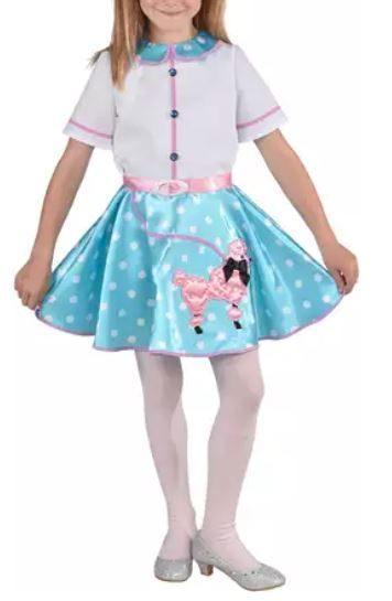 Leuk blauw/wit/roze ROCK & ROLL/ROCKABILLY jurk 1, Kinderen en Baby's, Carnavalskleding en Verkleedspullen, Nieuw, Meisje, 122 t/m 128