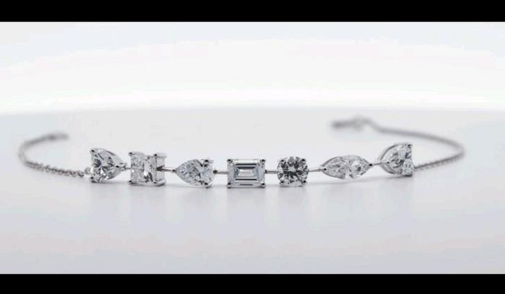 14K Witgouden Armband met Lab-grown Diamanten, Sieraden, Tassen en Uiterlijk, Armbanden, Nieuw, Goud, Wit, Met edelsteen, Ophalen of Verzenden