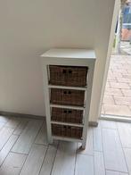 Witte ladekast met rieten manden, Ophalen, Zo goed als nieuw, Met lade(s), 25 tot 50 cm