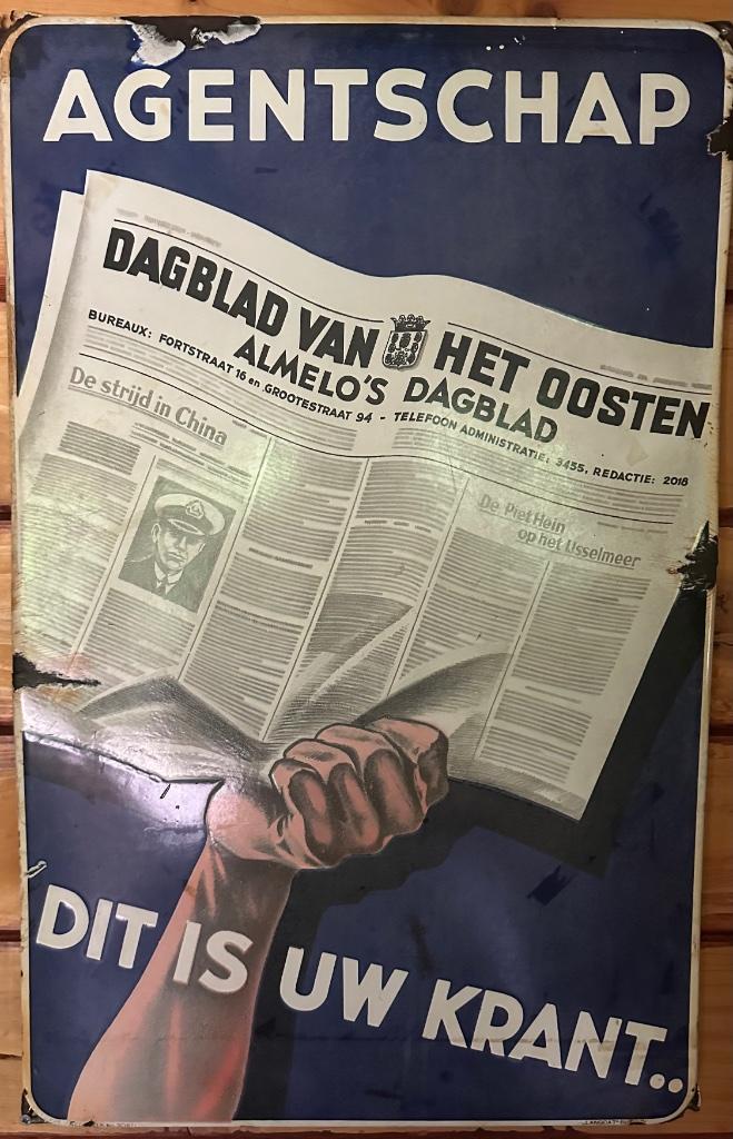 INTERESSE in een replica emaille bord ‘dagblad v/h oosten’?, Verzamelen, Merken en Reclamevoorwerpen, Nieuw, Reclamebord, Ophalen of Verzenden