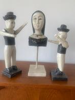 3 houtgesneden figuurtjes, Antiek en Kunst, Curiosa en Brocante, Ophalen of Verzenden