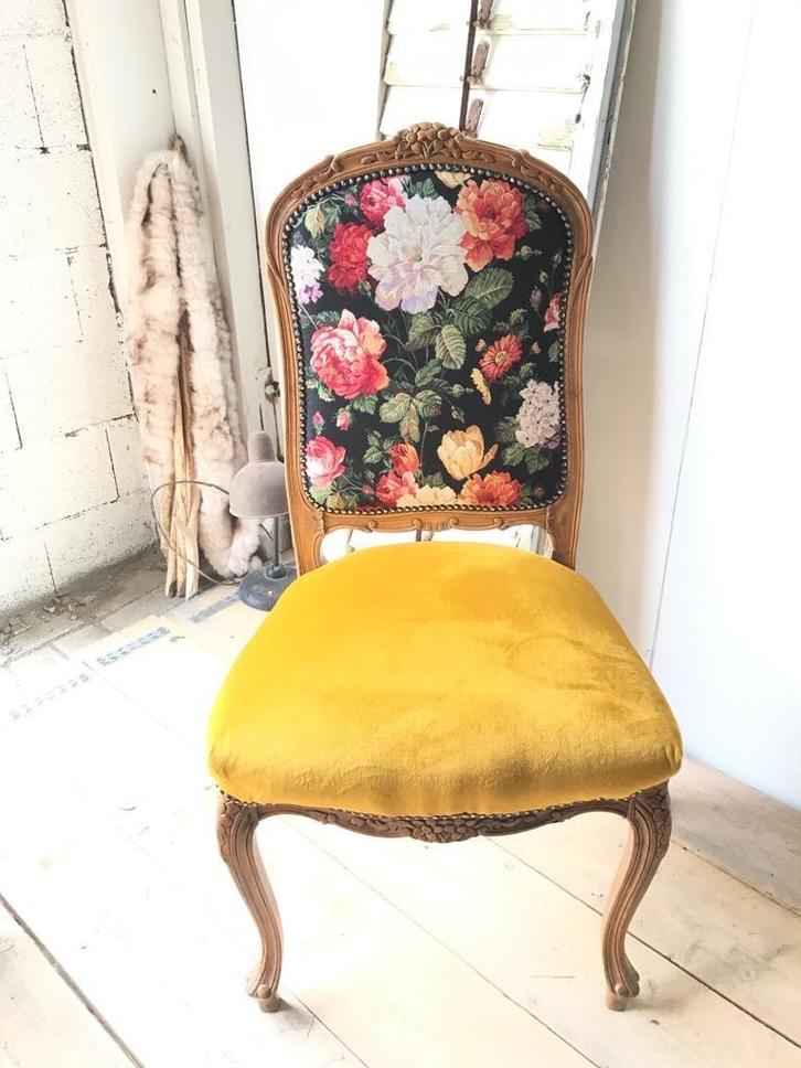 eetkamerstoel brocante medaillon queen ann, Huis en Inrichting, Stoelen, Nieuw, Vijf, Zes of meer stoelen, Hout, Leer, Stof, Overige kleuren