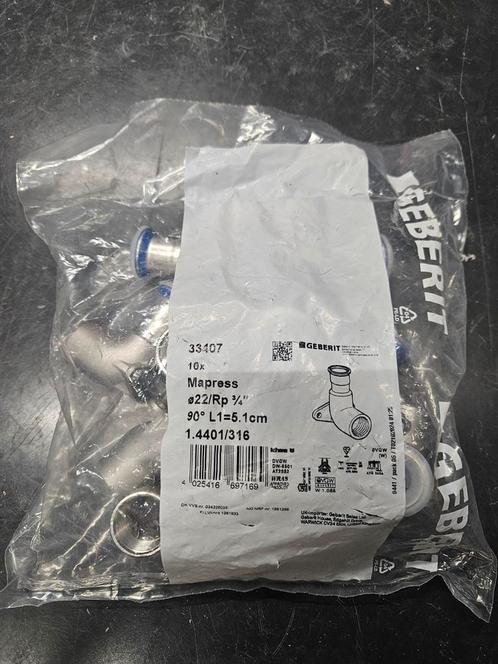 10 Splinternieuwe Geberit Mapress 22mm 3/4" RVS, Auto diversen, Autogereedschap, Ophalen of Verzenden