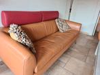 Leren bank en leren Fauteuil, Ophalen, Gebruikt, 75 tot 100 cm, Leer