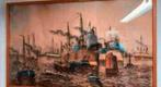 Schilderij Krijt tekening Willem Bos haven gezicht Rotterdam, Antiek en Kunst, Kunst | Schilderijen | Klassiek, Ophalen of Verzenden