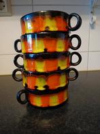 Retro soepkommen met felle druip glazuren, Ophalen of Verzenden