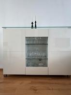 Moderne Witte Vitrinekast met Glas, Ophalen, 100 tot 150 cm, 150 tot 200 cm, Zo goed als nieuw