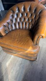 Chesterfield bank en fauteuil, Huis en Inrichting, Ophalen of Verzenden, Zo goed als nieuw, 75 tot 100 cm, Leer