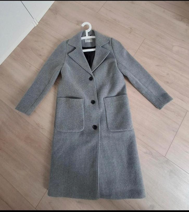 Msch Copenhagen mantel / jas xs s 34 36 grijs zwart, Kleding | Dames, Jassen | Winter, Gedragen, Maat 34 (XS) of kleiner, Grijs