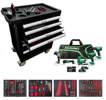 E-Tools 171203 Gevulde Gereedschapswagen + HiKOKI 5-delige beschikbaar voor biedingen