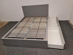 Grijs bed Ikea malm 140x200 + 2 lades + bodem + nachtkastje, Huis en Inrichting, Ikea, 210 cm, Tweepersoons, Zo goed als nieuw