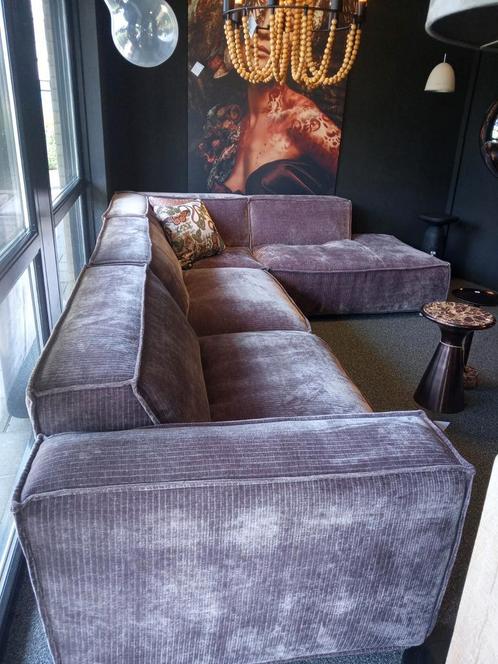 Bank "Domel" ribstof elementen bank paars, Huis en Inrichting, Banken | Sofa's en Chaises Longues, Nieuw, Leer, Stof, Ophalen of Verzenden