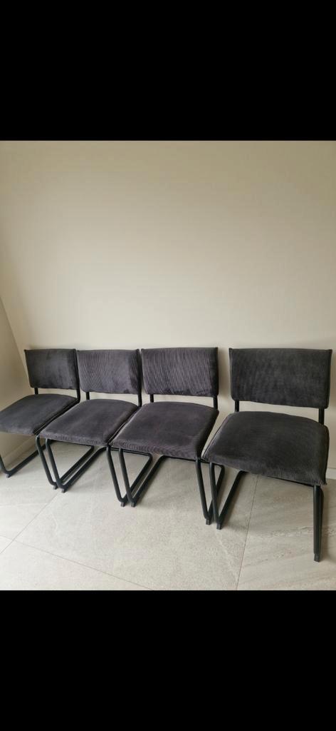 Eetkamerstoelen, Huis en Inrichting, Stoelen, Gebruikt, Vier, Grijs, Ophalen of Verzenden
