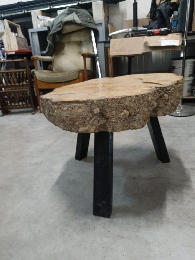 Naturalistische tafel/ bijzettafel, Ophalen of Verzenden, Zo goed als nieuw, Rond, Minder dan 55 cm