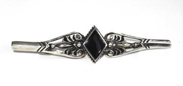 Vintage zilveren 925 pinbroche met zwarte onyx.  beschikbaar voor biedingen
