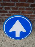 Reflecterend blauw met witte pijl aluminium verkeersbord., Ophalen of Verzenden