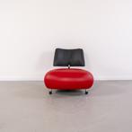 1x Leolux Pallone Fauteuil Rood/Zwart Leer - Bloemmotief, 75 tot 100 cm, Ophalen of Verzenden, Zo goed als nieuw, Metaal