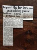 Voetbal krantenartikel Sparta Ajax mei 1962, Ophalen of Verzenden, Gebruikt, Ajax