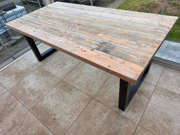 Douglas houten eettafel / tuintafel stalen U-poten 200x100cm beschikbaar voor biedingen