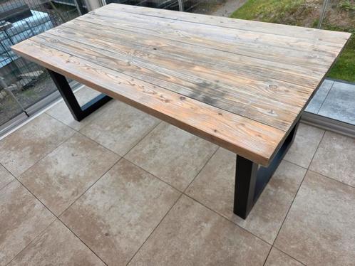 Douglas houten eettafel / tuintafel stalen U-poten 200x100cm, Huis en Inrichting, Tafels | Eettafels, Zo goed als nieuw, 100 tot 150 cm