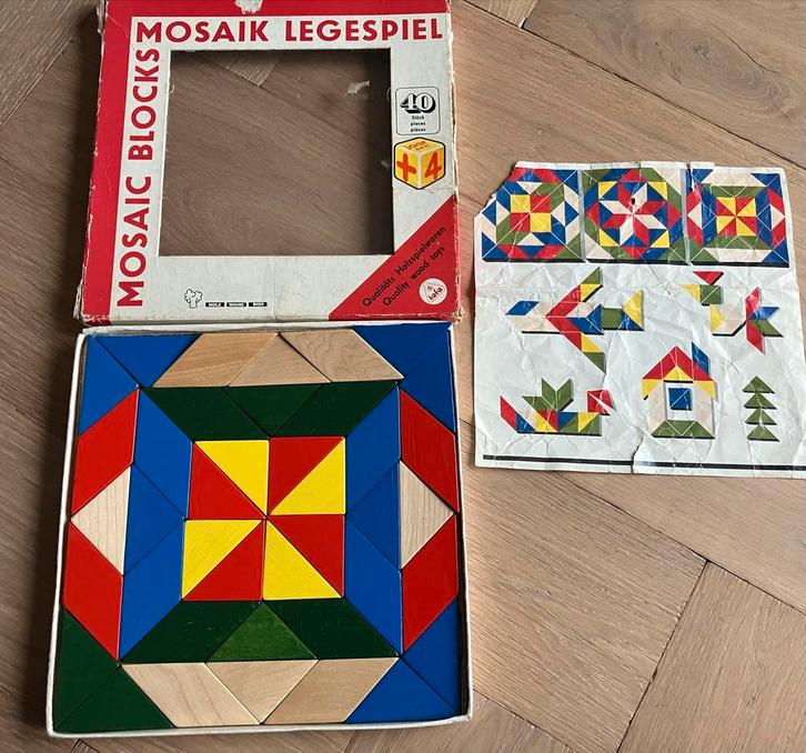 Vintage Tofa Mozaïek Puzzel houten speelgoed, Kinderen en Baby's, Speelgoed | Duplo en Lego, Gebruikt, Ophalen of Verzenden