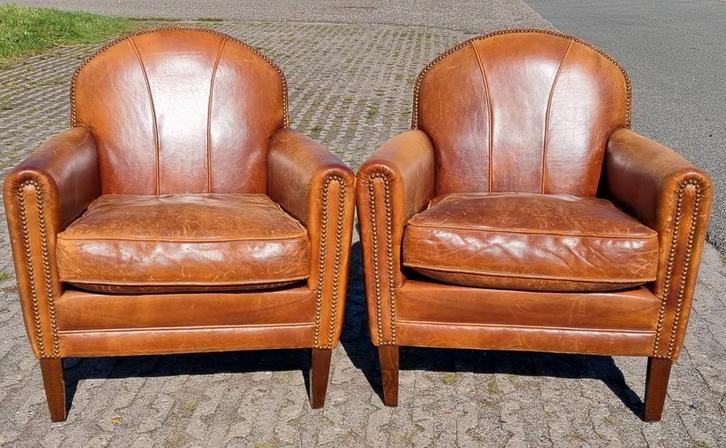 2x subtiele schapenleren fauteuil + BEZORGING GRATIS, Huis en Inrichting, Fauteuils, Gebruikt, Leer, Ophalen of Verzenden