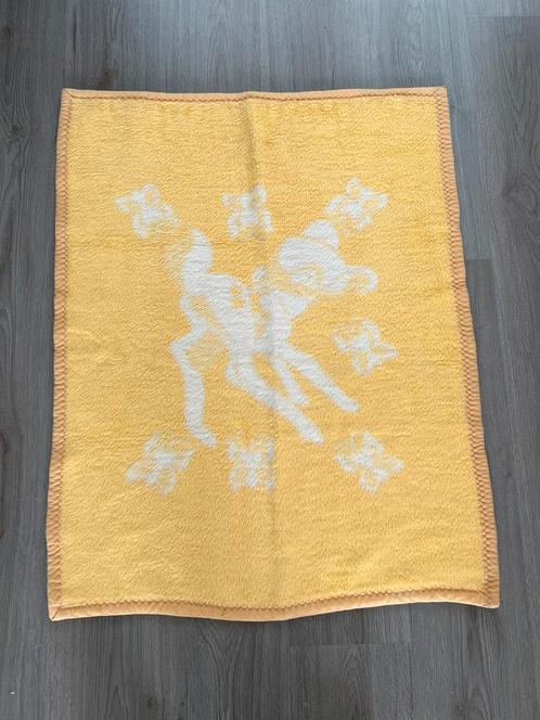 Prachtige vintage babydeken bambi hert geel wit retro design, Kinderen en Baby's, Dekens, Slaapzakjes en Inbakerproducten, Nieuw